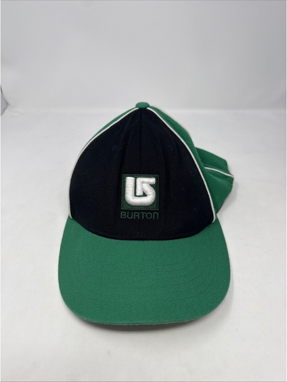 Burton Snowboard Snapback Hat Black Green Embroidered Logo S/M